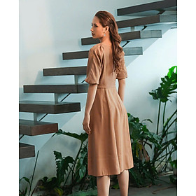 Đầm Chữ A Dài Qua Gối Midi Cotton Phong Cách Công Sở Thanh Lịch An Nhiên Thời trang Hity DRE160