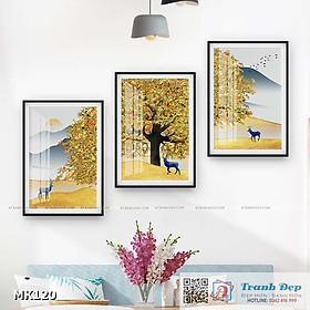 Mua Bộ 3 tranh mica cao cấp Hươu và thu vàng - MK120