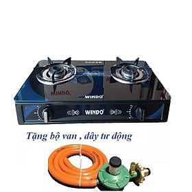 Bếp Gas Đôi Mặt Kính Sen Đồng WINDO 719GL-A Cao cấp  Tặng Bộ Van Dây - Hàng Chính Hãng