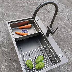 Mua Chậu Rửa Chén Bát 1 Hố SUS 304 (KT: 75*46*21CM)  Công Nghệ Điện Phân Nano Màu Ghi Sang Trọng  Chống Bám Dính  Chống Trầy Xước  Thành Dày 3.2 Ly  Trọng Lượng Tịnh 13kg  Bảo Hành 5 Năm