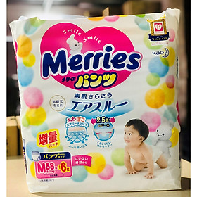 Bỉm quần Merries size M 58+6 nội địa Nhật cộng miếng (Cho bé 6 - 11kg)