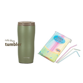 Combo 01 Bình giữ nhiệt inox Cafe Mug Tumbler 360ml - Phiên bản Smoky Colour + 01 Set ống hút đa sắc màu Kawachi Seiwa Pro - Made in Japan