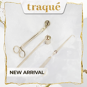 Bộ dụng cụ chăm sóc nến thơm: khêu, chuông, khay, kéo cắt bấc nến và bật điện cao cấp