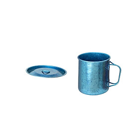 Camping Water Mug Folded Handle Water Cup for Drinking with Lid Blue