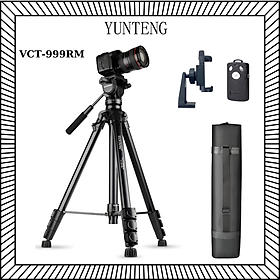 Chân máy tripod YUNTENG VCT-999RM dùng cho máy ảnh và điện thoại (Kèm túi đựng, đầu kẹp xoay 360 độ, remote) - Hàng Chính hãng