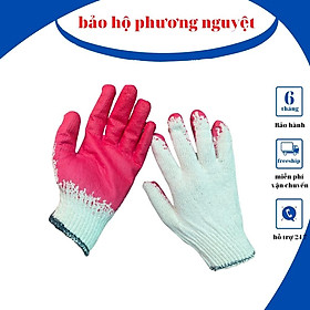 Mua 10 đôi găng tay bảo hộ chất liệu vải sợi dùng để làm việc chống trơn trượt phủ sơn đỏ(1 đôi)