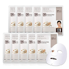 Mặt Nạ Dermal Tinh Chất Ngọc Trai Dưỡng Trắng Da Pearl Collagen Essence Mask 23g - 10 Miếng