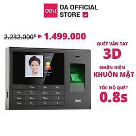 Máy chấm công quyét vân tay và nhận dạng khuôn mặt Deli – màu đen - E3765