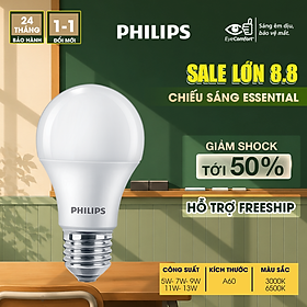 Bóng Philips LED bulb Essential E27 (5W,7W,9W,11W,13W) - E27 (3000K/6500K)