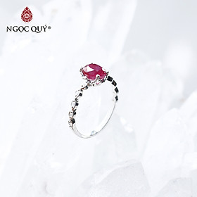 Nhẫn bạc nữ đá Ruby mệnh hỏa, thổ - Ngọc Quý Gemstones