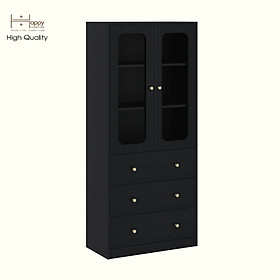 Mua HAPPY FURNITURE   Tủ lưu trữ 2 cửa kính 3 ngăn kéo - NOAH   TCM_270   80cm x 40cm x 180cm DxRxC