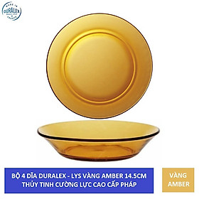 Mua Bộ 4 dĩa D3016D Duralex - Lys hổ phách Amber 14.5cm Thủy tinh cường lực cao cấp Pháp