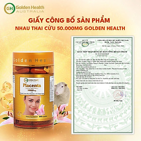 Viên Uống Nhau Thai Cừu Golden Health Placenta 50.000mg (Hộp 100 Viên) Giúp Làm Mờ Thâm, Nám,Tàn Nhang,Giúp Chống oxy Hoá Và Chống Lão Hoá Da