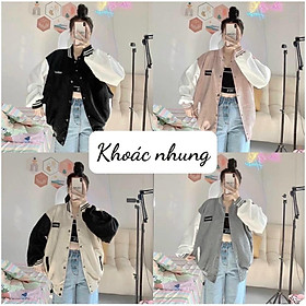 Áo Khoác Nhung Bomber Nam Nữ Thêu MISSOUT Siêu Đơn Giản Dễ Mặc Cực Xinh Dễ Thương chất nhung gân dày dặn lót dù / Nam nữ unisex