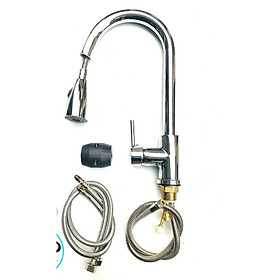 VÒI RỬA BÁT DÂY RÚT NÓNG LẠNH 304 BÓNG GƯƠNG