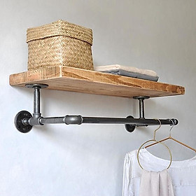 Mua Kệ ống nước Kệ treo gắn tường kiêm giá treo quần áo chất liệu ống nước và gỗ trang trí nhà decor quán cafe