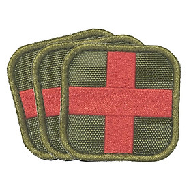 3 Pieces 50 X 50mm Hook & Loop Medic First Aid Red Cross Patch Tan