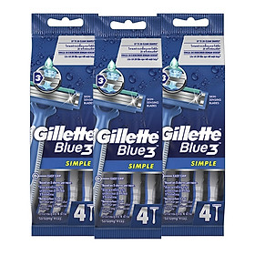 Dao Cạo Râu Gillette Blue 3 Simple 3 Gói Bộ 4 Cây