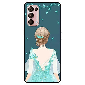 Ốp lưng dành cho Oppo Reno 5 mẫu Cô Gái Nền Xanh