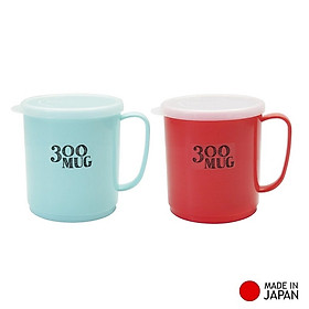 Bộ 2 cốc uống nước có nắp nhiều màu in chữ K519-1 300ml Nội địa Nhật Bản