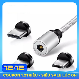 Dây cáp sạc 3 chân hút nam châm phát sáng