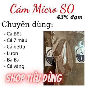 1 kg Cám MICRO S0 mịn 43% đạm thức ăn cho cá bột , lươn , 7 màu , ba ba, cá vàng , ếch , betta , guppy , baba micro