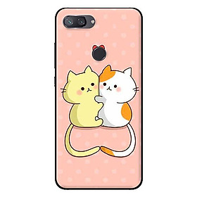 Ốp lưng in cho Xiaomi Mi 8 Lite mẫu Couple Cat Tim - Hàng chính hãng