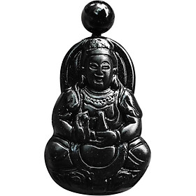 Mặt Dây Chuyền Phật Bà Đá Obsidian (3.2 x 2 cm) Ngọc Quý Gemstones MD48