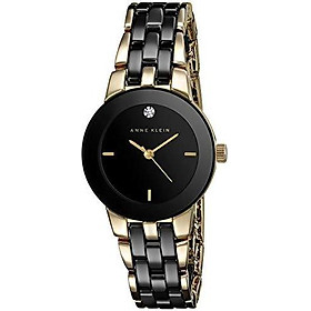 Anne Klein Women's AK/1610BKGB Diamond Dial Gold-Tone and Black Ceramic Bracelet Watch