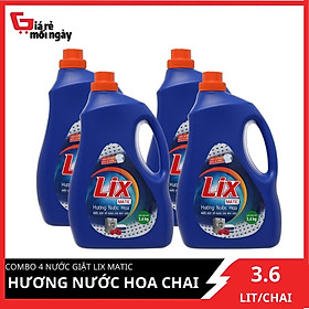 Combo 4 Nước giặt Lix Matic hương nước hoa chai 3.6 lít