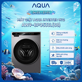[SẮP RA MẮT 2026] Máy giặt cửa trước AQUA Inverter 9kg AW9-BP0533L(S8) - Bảo hành 2 năm - Freeship toàn quốc - Hàng chính hãng
