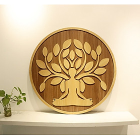 Tranh gỗ decor gỗ bồ đề tỉnh thức treo tường trang trí phòng thiền phòng tập yoga