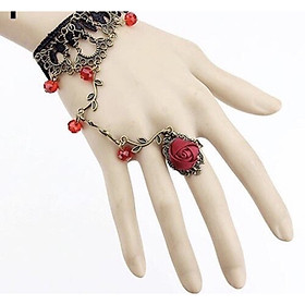 Lắc đeo tay hợp kim tích hợp nhẫn phối ren độc đáo thời trang cho nữ