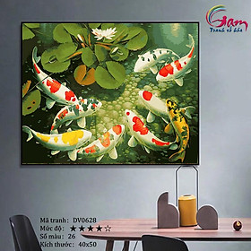 Mua Tranh treo tường số hóa tự tô màu Đàn cá koi Liên niên hữu dư Cửu ngư quần hội DV0628