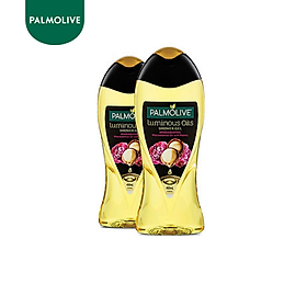 Bộ 2 sữa tắm dưỡng ẩm Palmolive Luminous tinh dầu thiên nhiên từ hạt Mắc ca và hoa mẫu đơn 400ml