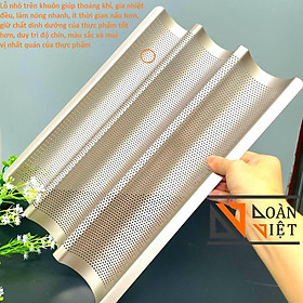 Khay Bánh MÌ màu VÀNG ĐỒNG SIÊU ĐẸP CAO CẤP. Khuôn Bánh mì Pháp Baguette Thép Carbon CHỐNG DÍNH mâm chảo lớn Gia Đình