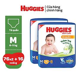 Combo 2 gói Tã/bỉm quần HUGGIES SKINCARE gói M76+8/L68/XL60/XXL54 (M56/L48/XL40/XXL36+8)