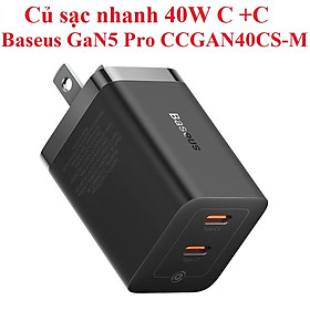 Mua Củ sạc nhanh 40W 2 cổng C+C Baseus GaN5 Pro CCGAN40CS-M _ hàng chính hãng