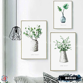Bộ 3 tranh canvas treo tường Decor Hoa lá phong cách scandinavian – DC040