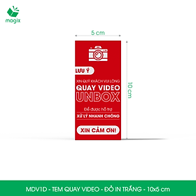 50 Tem chú ý quay video trước khi mở hàng, decal dán hộp - 10x5 cm - Đỏ in trắng - MDV1D