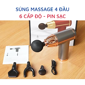 Máy mát xa massage mini đa năng cầm tay Fascial Gun Phoenix thế hệ mới - 6 Cấp Độ, Hỗ Trợ Mát Xa Chuyên Sâu, Giảm Đau Cơ, Cứng Khớp - Tặng kèm 04 đầu mát xa