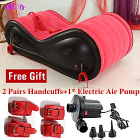 Mua Ghế tình nhân bơm hơi bọc nhung có tay vịn cao cấp( Kèm 2 vòng đeo tay  máy bơm hơi điện)