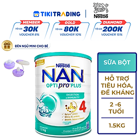 Sữa bột Nestlé NAN OPTIPRO PLUS 4 1500g/lon với 5HMO Giúp tiêu hóa tốt