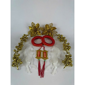 Đầy đủ Phụ kiện trang trí dừa, dưa hấu, bưởi Tết siêu hot (14 chi tiết) - PHÔI NHỰA SONG MÃ VÀ ĐẾ NGẪU NHIÊN (ĐỎ/VÀNG)