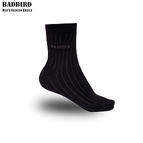 Tất Nam, Vớ Nam Sợi Tre Cao Cấp BADBIRD, kháng khuẩn, ngăn mùi, tất nam cổ trung freesize, Thương hiệu Việt - Đen - Freesize