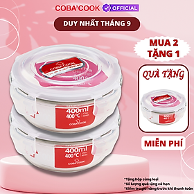 Bộ Hộp Đựng Thức Ăn Hộp Cơm Bảo Quản Thực Phẩm Thủy Tinh Chịu Nhiệt - 400ml