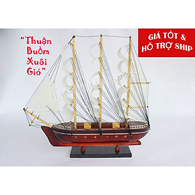 (Sẵn sàng trưng bày) Mô hình thuyền handmade trang trí nhà cửa (30cm - trắng) có hỗ trơ ship