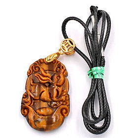 Vòng cổ khắc hình tuổi Mão - đá mắt hổ 3.6cm DEMHCG11 - dây đen