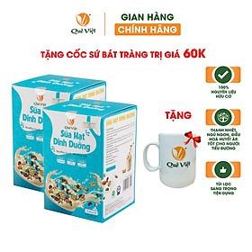 Combo 2 hộp sữa hạt dinh dưỡng Quê Việt (không đậu nành) + tặng 1 cốc gốm sứ Bát Tràng- Hộp 500g (20 túi x 25G)