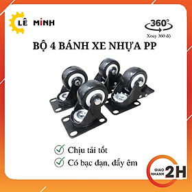 Mua Bộ 4 Bánh Xe Đẩy Hàng Nhựa PP Loại Tốt - 5cm - Có khóa Chống Trượt